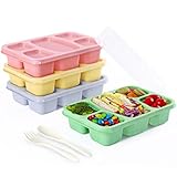 IVEETTY Bento Box Adult Lunch Containers 4 Pack, 5 Compartment Reusable Lunchable Containers for Kids, Stackable Snack Box With XXL Space for Sandwiches,Meal Prep for School Travel