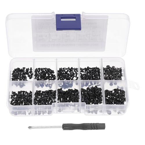 IMIKEYA Vis D’Ordinateur M2-M3 à Tête Fraisée en Acier au Carbone Noir Kit 500 Pièces Tournevis Cruciforme Fixation Micro pour Réparation PC et Fournitures Informatiques