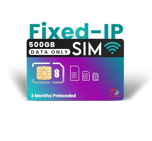 EE 500GB 5G Fixed IP Data Sim - Perfetto per sensori industriali, telecamere di sorveglianza, sistemi POS, dispositivi di accesso remoto e dispositivi IoT - Dati mensili 4G e 5G precaricati (3 mesi)