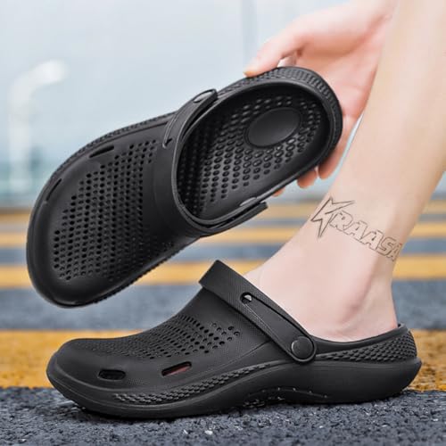 Image of Kraasa Men's Lightweight Extra Soft Men's Classic Casual Sports Clogs /Sandals with Adjustable Back Strap for Adult | Anti Skid, Comfortable| Waterproof & Everyday Use Mules for Gents /Boys