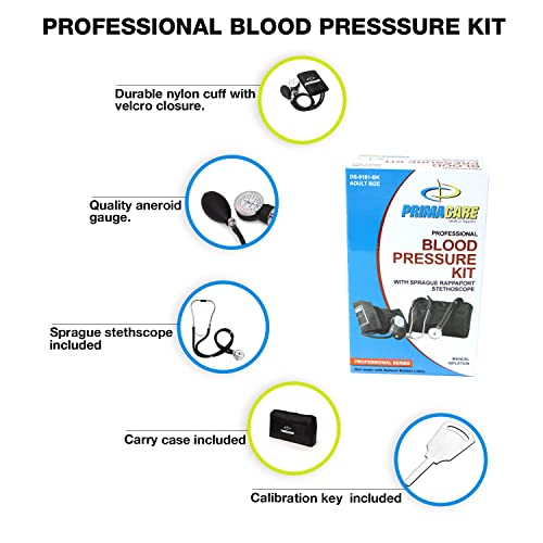 Primacare Ds-9181-Bk Professional Aneroid Sphygmomanometer And Sprague Rappaport Stethoscope, Manual Blood Pressure Kit With Cuff And Carrying Case, Black #TOP2