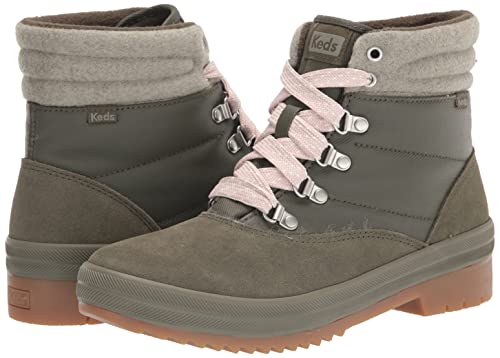 Keds Women's Camp Boot Suede Spalash Twill Velvet Rain, Olive, 8 #TOP6