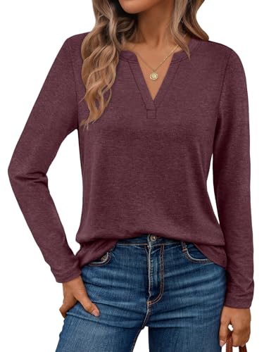 AUTOMET Womens Long Sleeve Shirts Fall Tops 2025 Henley Blouses Dressy Casual Business Basic Tees Trendy Cute T-Shirts