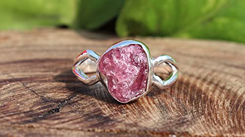 Raw Ruby Ring | July Birthstone Natural Ruby Ring | Raw Gemstone Handmade Silver Ring | Sterling Solid Silver 925 | Handmade Jewelry #TOP1