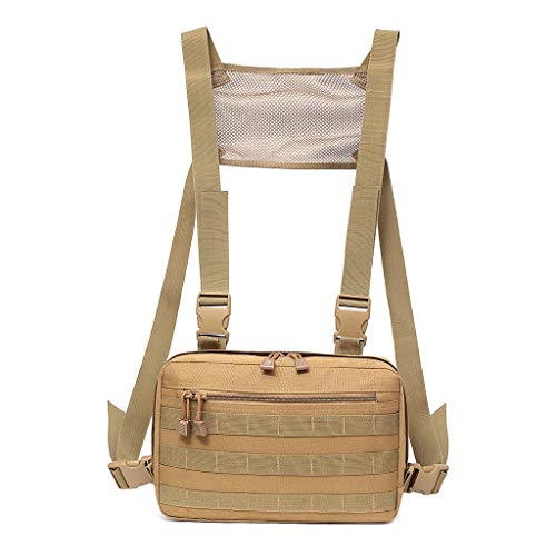 ACEXIER Tactical Chest Rig Sacs pour Homme Poche Poitrine Fonctionnelle Unisexe Streetwear Hip Hop Poitrine Sac à Dos Sac à bandoulière (Tan)