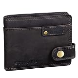 STILORD 'Finley' Leder Geldbörse Herren RFID und NFC Schutz Männer Portemonnaie mit Druckknopf Brieftasche mit Ausleseschutz in Geschenkbox, Farbe:dunkel - braun