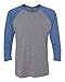 Next Level Apparel 6051 Unisex Tri-Blend 3 By 4 Sleeve Raglan - Vintage Royal & Premium Heather44; Medium