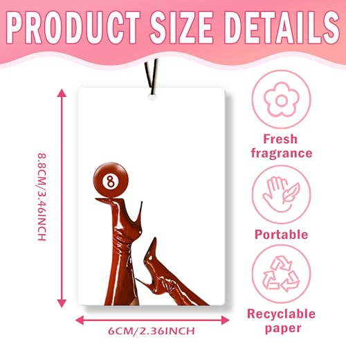 Image of Trendy Retro Cheetah Car Air Freshener 4Pcs, Trendy Funky Leopard Star Red Lucky 8 Ball Air Freshener for Car Interior Closet Drawer Books, Room Decor For Women CarMirror Decor Hanging