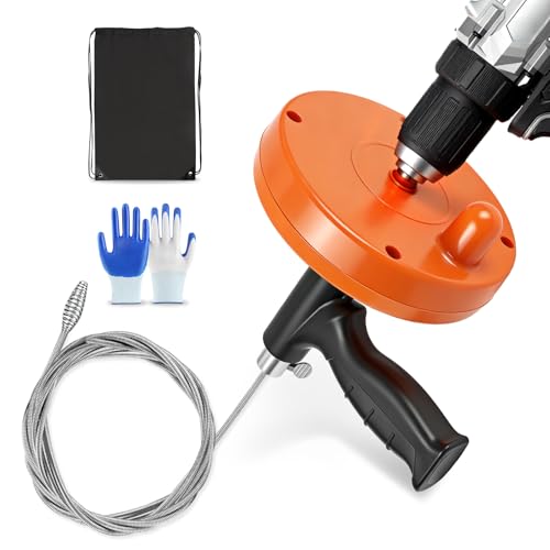 Drain Auger Plumbing Snake with Drill Adapter 25ft