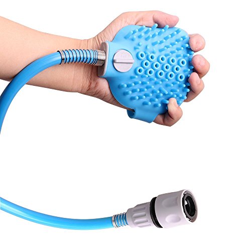 AIUONXILIOP Pet Groomerpaw Pet Bathing Tool - Shower Attachment with 7.5 Foot Hose, Massage Bristles, and 2 Hose Adapters - Indoor/Outdoor Functionality for Dogs, Cats, and Horses