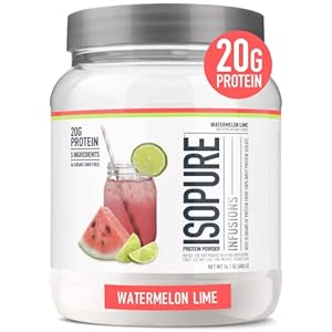 Isopure Protein Powder, Clear Whey Isolate Protein, Submit Exercise Restoration Drink Combine, Gluten Free with Zero Added Sugar, Infusions- Watermelon Lime, 16 Servings