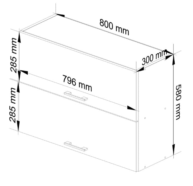 BDW - Armoire de Cuisine Suspendue Double Oliwia G2 W Blanche 80x30x58cm - Meuble Haut de Cusine – Mural -Complete – Placard Double – Vaiselle – Rangement