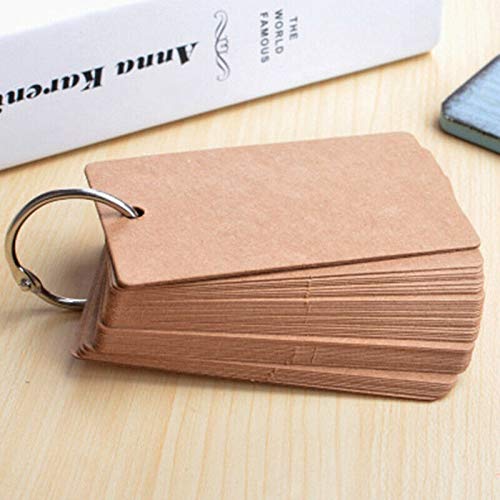 Vogueing Tool Revision Cards，Blank 6Pcs Study Cards Revision Paper Flip Index with Binder Ring(Kraft)