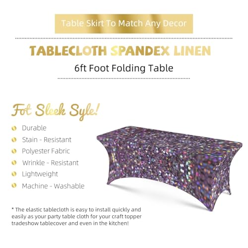 Housse de table extensible pailletée anti-pli EdWal buffet rectangulaire - 6
