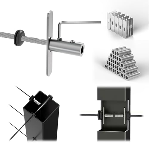 Image of 20 Pack Swageless Invisible Cable Railing Hardware, No-Crimp Reusable T316 Stainless Steel Fixed End Terminal for 1 /8 inch & 1 /10 inch Black Cable, 2 inchx2 inch Metal Level /Corner /Stair Post Deck Railing