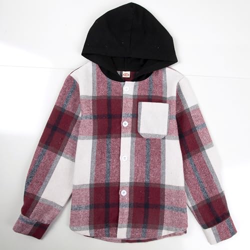 Image of Boys Girls Flannel Shirts Plaid Hoodies Fall Fashion Button Down Shirts