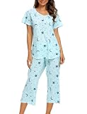 ENJOYNIGHT Ropa de noche para mujer, tops con pantalones pirata, star, M