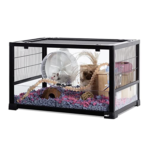 OIIBO Large Glass Hamster Cage, 23 Gallon Hamster Habitat with Sliding Front Door 24' L x 16' W x...