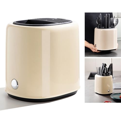 Escurridor de utensilios multifuncional compacto para secar cubiertos en plástico beige 3