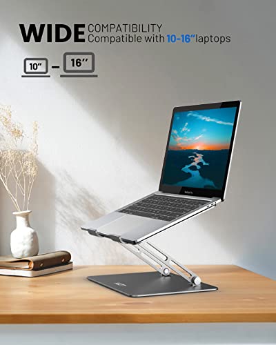 Jczt Foldable Laptop Stand For Desk, Adjustable Height Ergonomic Computer Stand, Aluminum Portable Laptop Stands Holder Riser For Macbook Air Pro, All 10-16" Notebooks Laptops, Space Gray #TOP3