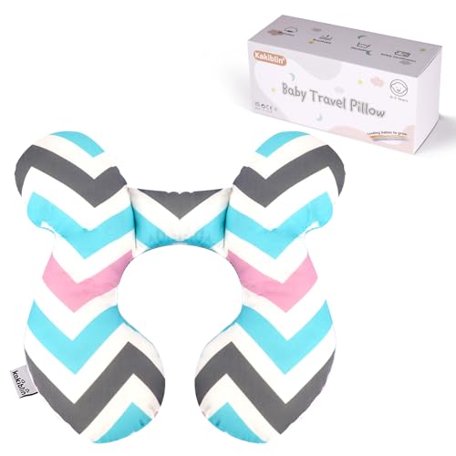 Image of KAKIBLIN Baby Head Pillow,Support Pillow, Baby Travel Pillow for Head and Neck, Babies Neck Pillows for Car Seat,Pushchair,Travel(Wave)