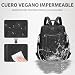 Imagen de Leathario Bolso Mochila Mujer Cuero Vegano para Trabajo Viaje Negro Mate