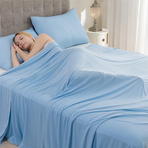 Syalife Cooling Blanket for Hot Sleepers, Lightweight Summer Blanket 55"x 79", Revolutionary Arc-Chill Cooling Fiber Q-Max>0.5, All Season Reversible Dual Side Lightweight Blanket, Blue