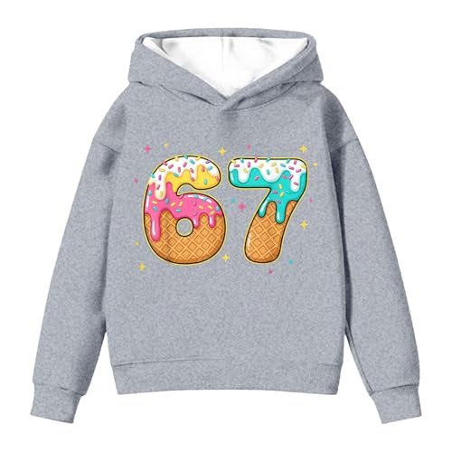Genérico Sudadera Niña Maravillosa Sudadera para Niños con Estampado del Número 67 con Capucha De Manga Larga Fiestas Detalles Finos Medidas 2-14 Años