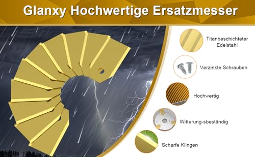 GLANXY 30 Stück Premium Ersatzmesser Klingen für Mähroboter Klingen Ersatzklingen titan Klingenmesser Rasenmähermesser kompatibel mit Husqvarna, Yard Force und Gardena Rasenmäher Automower Messer