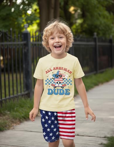 Image of Mrocioa Toddler Boy Summer Clothes 4th of July T Shirt American Flag Shorts Set Girl Stars Stripes Outfit