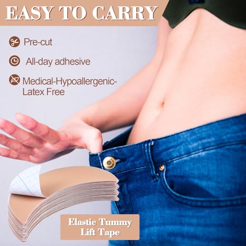 Geiserailie 30 Pcs Tummy Tape Precut Kinesiology Elastic Belly Tape for Tummy Lift Leg Back Fat Lift Body Stoma Backless Dresses Wedding Pregnancy2