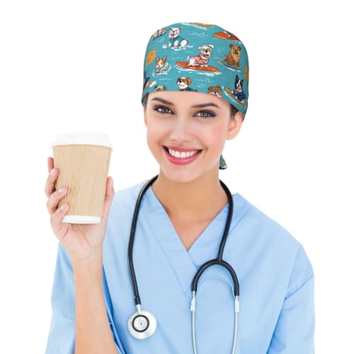 Image of Adjustable Scrub Cap with Sweatband, Breathable Working Hat for Men /Women
