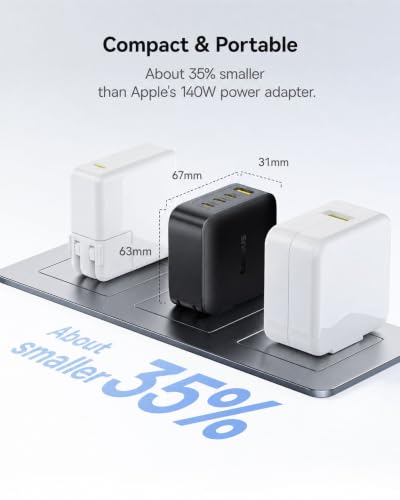Baseus 4-Port PD3.1 up to 140W USB-C GaN Wall Charger (1x USB-A, 3x USB-C) - image 4