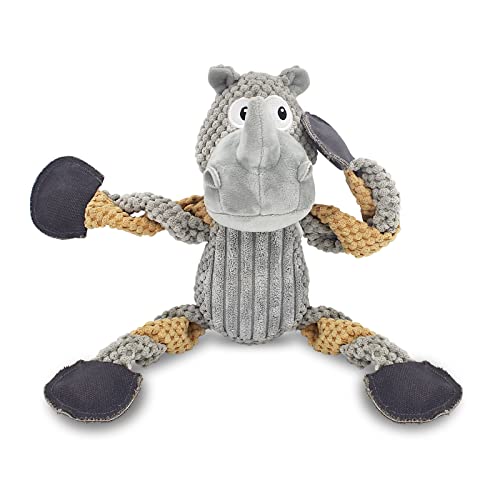 X-XDUN Squeaky Dog Chew Toys Plush Dog Toy for Large Medium Small Dog Stuffed Dog Toys for Aggressive Chewer Durable Chewing Toys for Puppy Breed… (Grey)