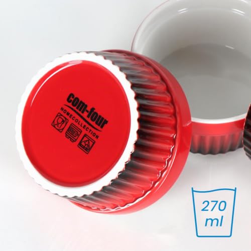 Miniatura 7 de Com-Four 12x Tazón De Ragú De Aletas - Moldes Para Horno En Rojo - Tazones De Crema - Tazón De Postre Con 185 Ml Cada Uno