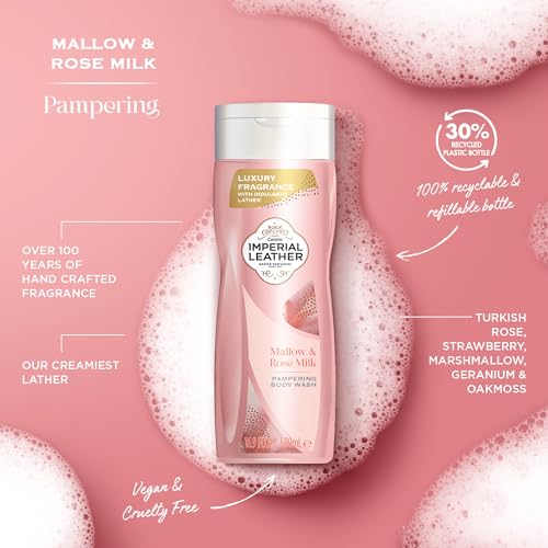 Imperial Leather Mallow & Rose Milk Pampering Body Wash Shower Gel, Signature Oil Blend, Creamy Lather, Gentle Skin Care - Image 3