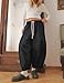 Xiaoxuemeng Wide Leg Pants for Women Cotton Casual Barrel Pants High Waisted Palazzo Harem Pants with Pockets(Black-L)