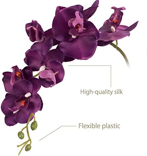 Amazon Com Macting 人造蝴蝶蘭 3 片蝴蝶蘭絲花 無花瓶 婚禮家居裝飾的真實觸感假花 亮紫色 居家與廚房