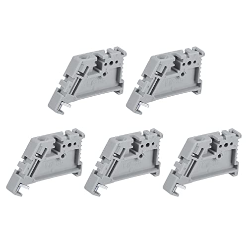 Image of sourcing map DIN Rail Mount Terminal Blocks End Stopper Screw Type Clamp Grey EW/35 Pack of 20