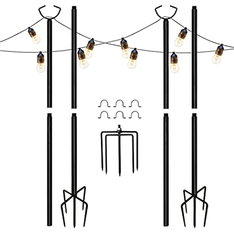 MARVOWARE String Light Poles for Outdoors, Weather Resistant,Christmas Decoration,Light Pole for House Garden Patio Wedding Cafe Party (2PCS) Cover