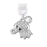 ELISE & FONDA TP383 Type-C USB Charging Port Anti Dust Plug Little Crystal Elephant Cell Phone Charm for iPhone 15/16 /Samsung/OnePlus/Xiaomi/oppo Android Phones (White)