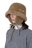 [VARZAR] Safety Pin Sherpa Fur Flap Bucket Hat Taupe