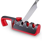 【Afilador de cuchillos con ajuste de ángulo】 Este afilador de cuchillos tiene un ajuste de ángulo, antes de afilar, puedes ajustar el ángulo según el tipo de cuchillo. Puede ayudarte a afilar mejor el cuchillo.