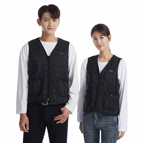 LIUHD Heated Vest for Men Women,8 Zones Double Control Windproof Electric Heating Vest Winter Heated Jackets,Black,L(Bust:106CM)