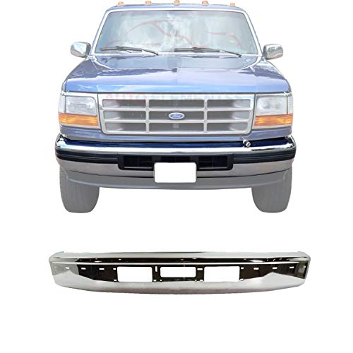 New Front Bumper Chrome Steel with Molding & Air Holes For 1992-1997 Ford F-250 F-350 / 1992-1996 Bronco Direct Replacement F3TZ17757AB New Front Bumper Chrome Steel with Molding & Air Holes For 1992-1997 Ford F-250 F-350 / 1992-1996 Bronco Direct Replacement F3TZ17757AB