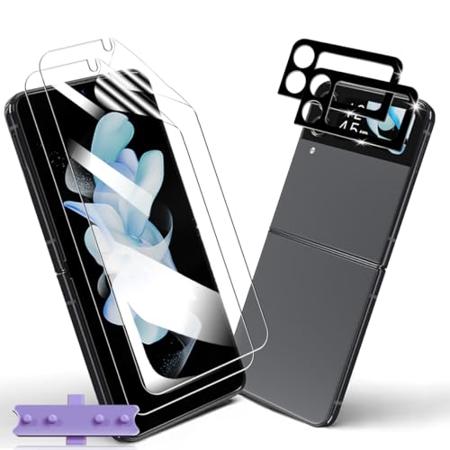 Yiunssy Para Samsung Galaxy Z Flip 4 TPU Protector de Pantalla [Non-Cristal Templado] + Lente de Cámara Cristal Templado [2+2 Piezas],HD Antiarañazos Protector de Pantalla para Samsung Galaxy Z Flip 4