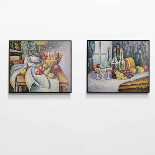 Tableau diptyque peinture à l'huile pour salon chaleureux