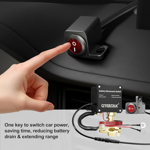 Image of 12V 250A Battery Disconnect Switch Kill Switch | Round Rocker Switch, 9.84 FT Battery Kill Switch to Prevent Battery Drain, Battery Cut Off Switch for Car Truck RV