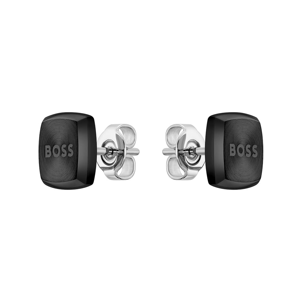 BOSS Jewelry Men's YANN Collection Stud Earrings with Black Ion Plating (IP) - 1580474