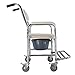 4 in 1 Shower Commode Wheelchair, Transport Beside Commode Chair with Arms & 4 Brakes, Rolling Over Toilet Chair 300 lbs. Weight Capacity w/Padded Seat for Adults, Handicap, Disabled (U Shape Cushion)